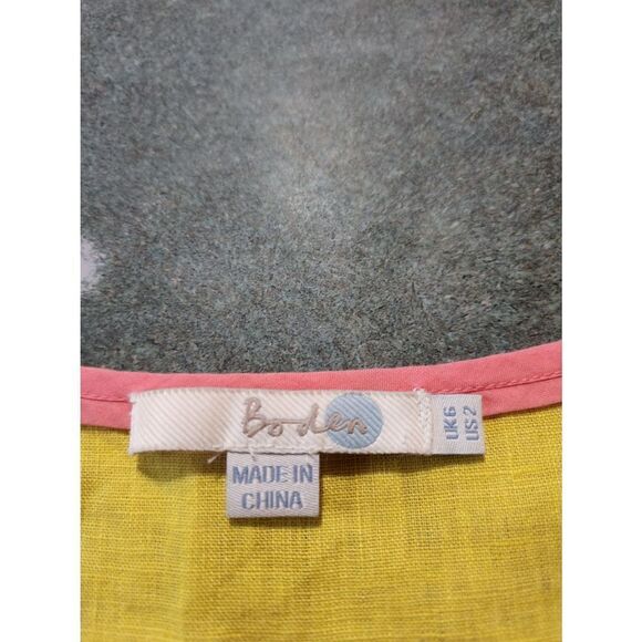 BODEN Sunray yellow Linen Top sz 2 - Picture 3 of 4